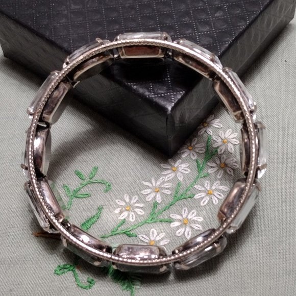 Large Rhinestone Bangle Bracelet - Picture 4 of 4